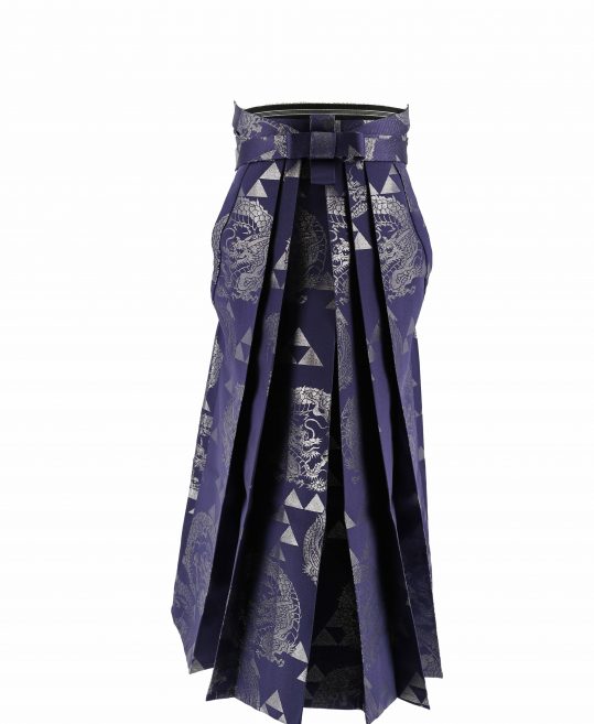 男性用袴単品レンタル(成人式・結婚式・卒業式)花紫・銀の鱗文様と龍[身長180cm対応]No.214